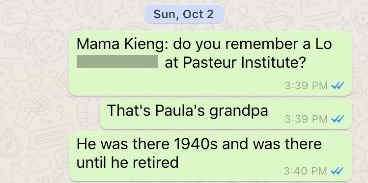 Digging back in history to see if there is a connection via the Pasteur Institute